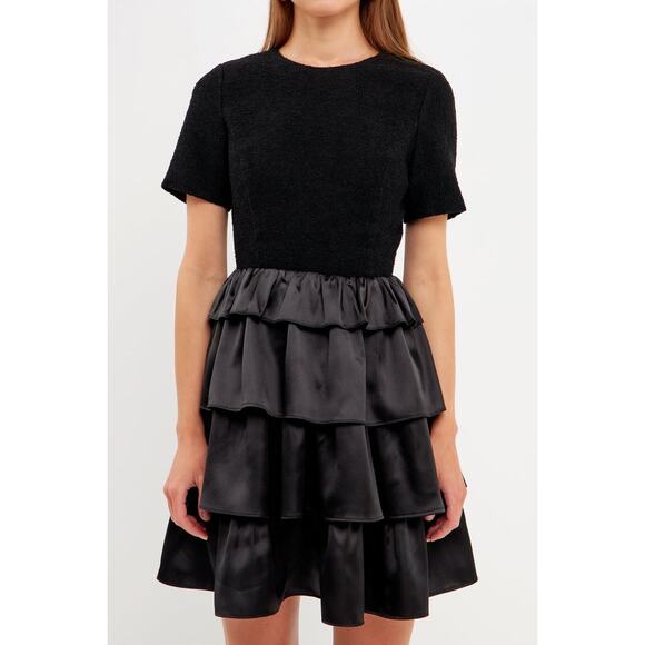 ENDLESS ROSE Boucle Satin Mini Dress Size S NWT Retail $130 Tuckernuck - Picture 5 of 7